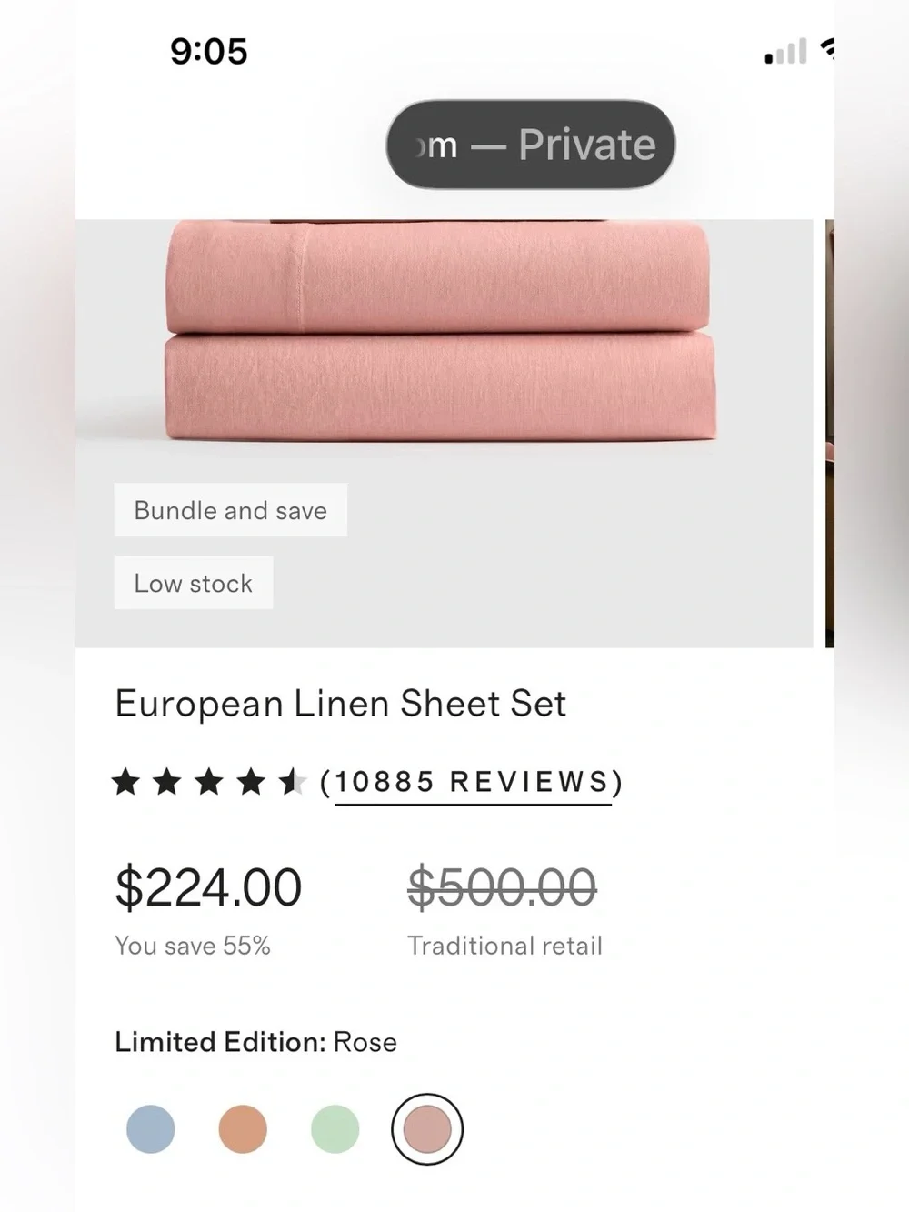 Quince European Linen Flat & Fitted Sheet Set, Cal King (Limited Edition Rose)
